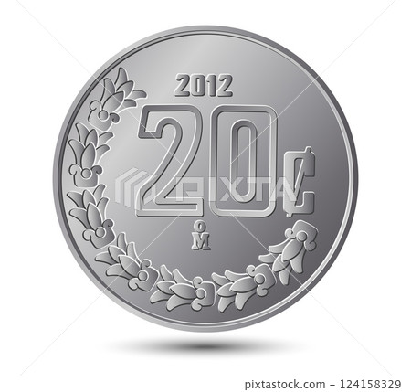 Reverse coin, Mexico 20 Centavos. Vector illustration. 124158329