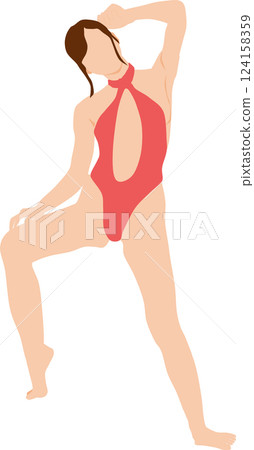 Illustration of a woman in a swimsuit posing Illustration of a woman in a swimsuit posing 124158359