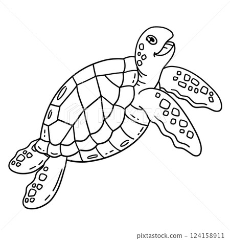 Happy Turtle Isolated Coloring Page for Kids Happy Turtle Isolated Coloring Page for Kids 124158911