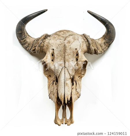 Buffalo skull isolated on white background. 124159011