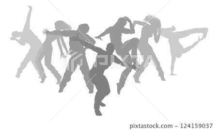 Dancers Silhouette Street Dance Poses Silhouettes 124159037