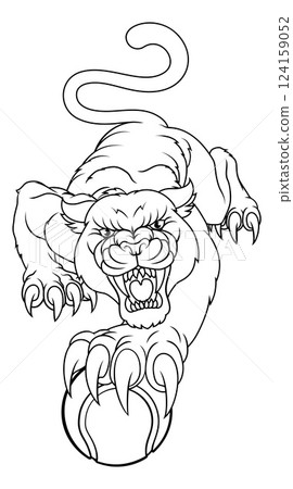 Panther Tennis Ball Animal Sports Team Mascot 124159052