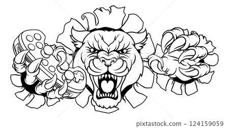 Panther Leopard Cougar Wildcat Gamer Team Mascot Panther Leopard Cougar Wildcat Gamer Team Mascot 124159059