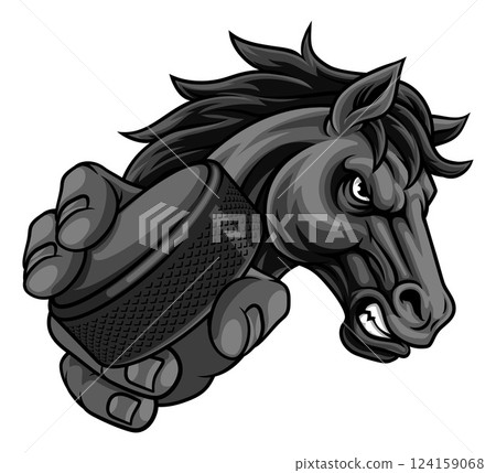 Horse Mustang Stallion Ice Hockey Sports Mascot Horse Mustang Stallion Ice Hockey Sports Mascot 124159068