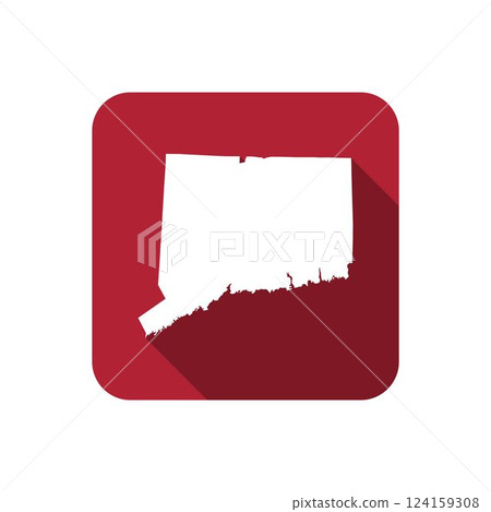 Connecticut map on red square with long shadow 124159308