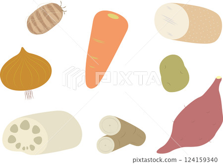 A simple illustration set of typical root vegetables 124159340
