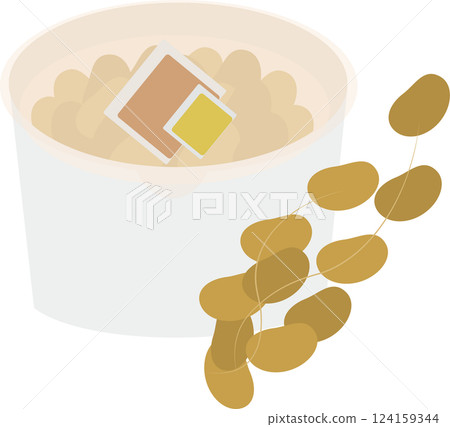 杯中納豆的簡單圖示 杯中納豆的簡單圖示 124159344