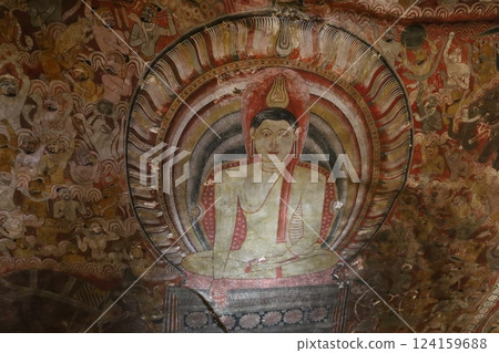 朗吉里丹布勒石窟寺，第 2 窟天花板繪畫 [斯里蘭卡] 124159688