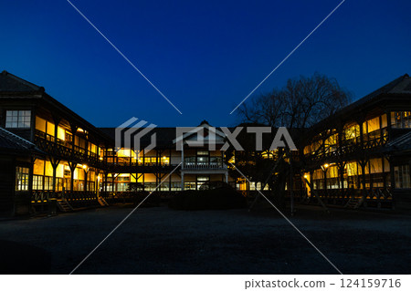 Tome City Educational Museum, Meiji Village, Miyagi Prefecture; Former Tome Elementary School night view Tome City Educational Museum, Meiji Village, Miyagi Prefecture; Former Tome Elementary School night view 124159716