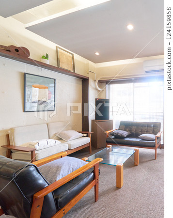 Living room interior image with bright light pouring in Living room interior image with bright light pouring in 124159858