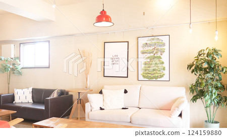 Stylish cafe space interior design 124159880