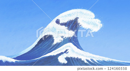 Big wave illustration - Blue sky 124160338