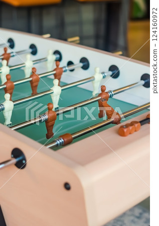 Foosball Table Close-Up, Game Detail, Sport Equipment, Indoor Activity, Play. High quality photo 124160972