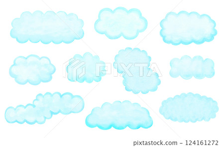 Fluffy cloud illustration - watercolor 124161272