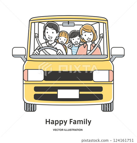 Illustration material of a family going out by car Illustration material of a family going out by car 124161751