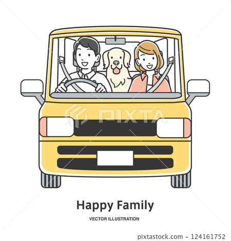 Couple and their dog going out in a car Couple and their dog going out in a car 124161752