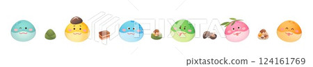 Set of snake portraits, traditional Chinese festivals, Chinese zodiac, Dragon Boat Festival 124161769