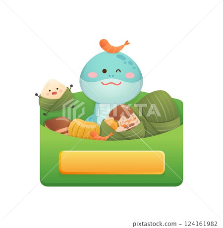 綠色信封與蛇的吉祥物裝飾模板與按鈕,商業,銷售,廣告,網頁 124161982