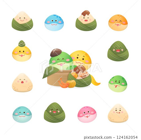 端午節的的蛇與糯米吉祥物,各種俏皮表情頭像集 124162054