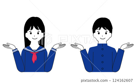 Illustration of male and female students comparing in a balance pose 124162607