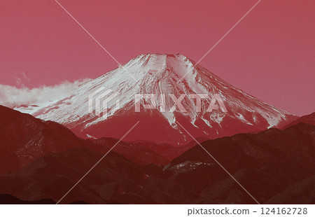 富士山 (從高尾山眺望) 現代紅富士 124162728