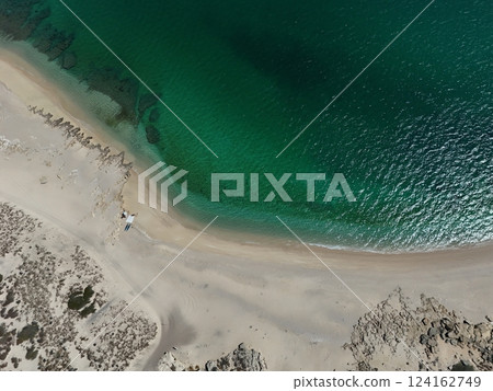 la ventana bcs playa punta arena beach aerial drone panorama baja california sur mexico la ventana bcs playa punta arena beach aerial drone panorama baja california sur mexico 124162749