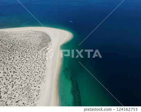 la ventana bcs playa punta arena beach aerial drone panorama baja california sur mexico la ventana bcs playa punta arena beach aerial drone panorama baja california sur mexico 124162753