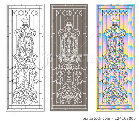 Classic stained glass for a door or window 124162806