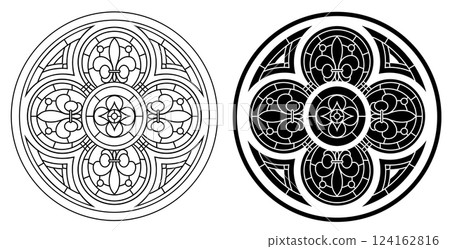 Gothic stained glass for a round window Gothic stained glass for a round window 124162816