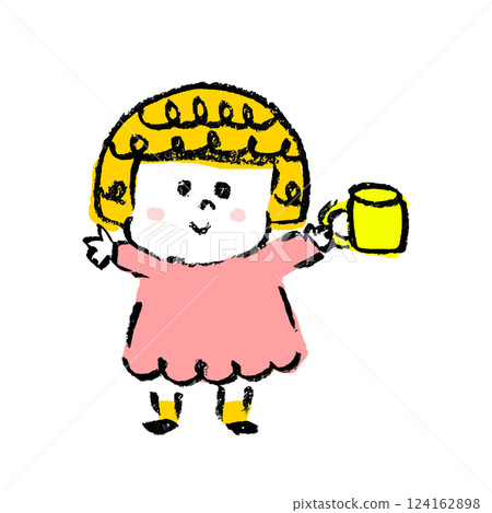 一個女孩與一杯 一個女孩與一杯 124162898