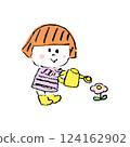 A girl who gives water to a flower 124162902