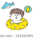 Boy playing with a float 124162905