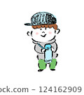 Boy holding a water bottle 124162909