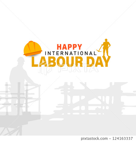 International workers day or Happy Labour day vector post design banner poster illustration with workers. labor day and may day celebration 124163337
