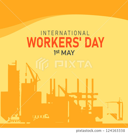 International workers day or Happy Labour day vector post design banner poster illustration with workers. labor day and may day celebration 124163338