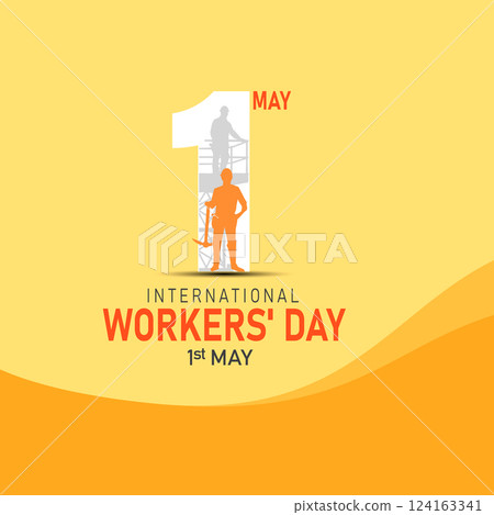 International workers day or Happy Labour day vector post design banner poster illustration with workers. labor day and may day celebration 124163341