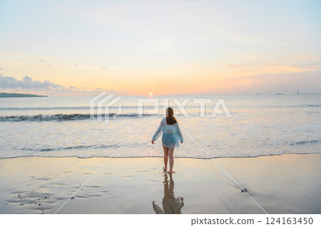 Bali sunset on the Jimbaran beach 124163450