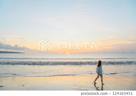 Bali sunset on the Jimbaran beach 124163451