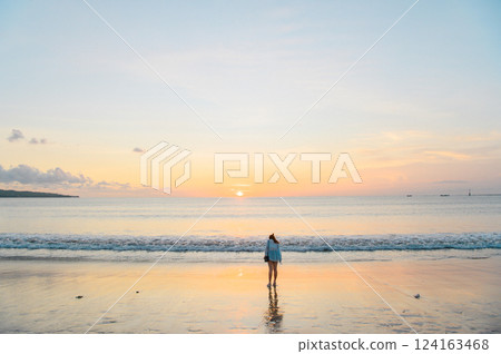 Bali sunset on the Jimbaran beach 124163468