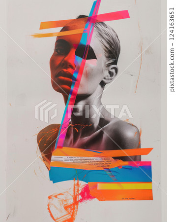 Enticing neon overlay on minimal black-and-white shot 124163651