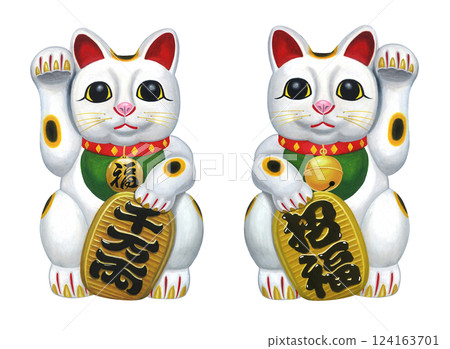 Lucky cat illustration set Lucky cat illustration set 124163701