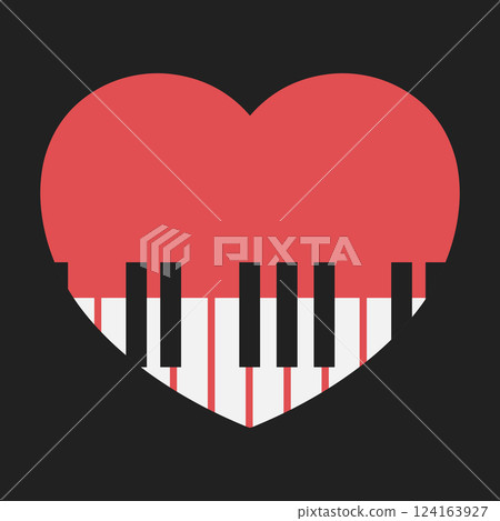 Piano keys in heart shape emblem. Music concept. Vector illustration 124163927