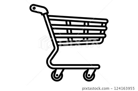 Black shopping cart line icon Black shopping cart line icon 124163955
