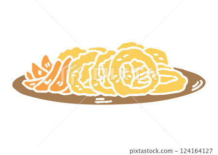 西餐薯條和洋蔥圈套餐 124164127