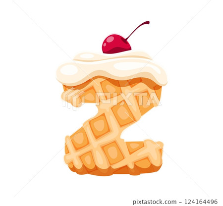 Cafe dessert font typeset belgian waffle letter Z. Sweet English alphabet typeset sign, dessert vector font symbol. Bakery kids ABC type letter or pastry and confectionery element Cafe dessert font typeset belgian waffle letter Z. Sweet English alphabet typeset sign, dessert vector font symbol. Bakery kids ABC type letter or pastry and confectionery element 124164496