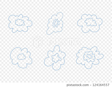 Set of abstract doodle flower line art. Flower doodle art. Vector illustration  124164557