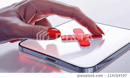 Woman is closing or deleting an app on smartphone 124164597