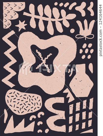 Abstract naive poster with doodles and organic shapes Abstract naive poster with doodles and organic shapes 124164644