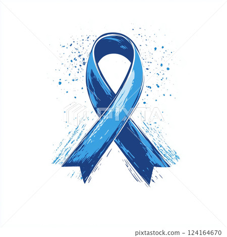 illustration for World Diabetes Day featuring a blue circular ribbon 124164670