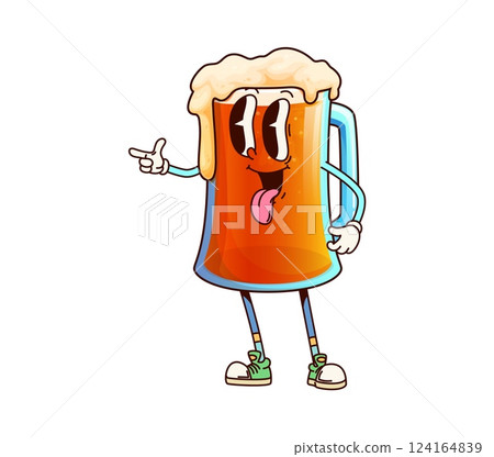 Beer tankard drink groovy character. Pub ale mug cheerful vintage funky vector character, bar alcohol drink tankard or craft brewery beer glass cup groovy personage. Oktoberfest ale mug happy mascot Beer tankard drink groovy character. Pub ale mug cheerful vintage funky vector character, bar alcohol drink tankard or craft brewery beer glass cup groovy personage. Oktoberfest ale mug happy mascot 124164839